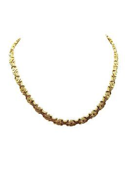 Vintage Monet Gold-Tone XO Bow Chain Necklace with Textured Details